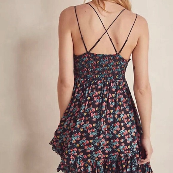 NWT Free People Adella Slip Mini Dress Floral Small Black - Picture 5 of 16